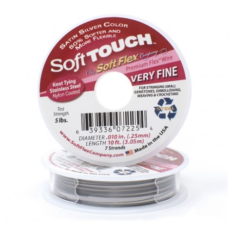 Soft Touch .010" Satin Silver Beading Wire - 10ft (3.05m)