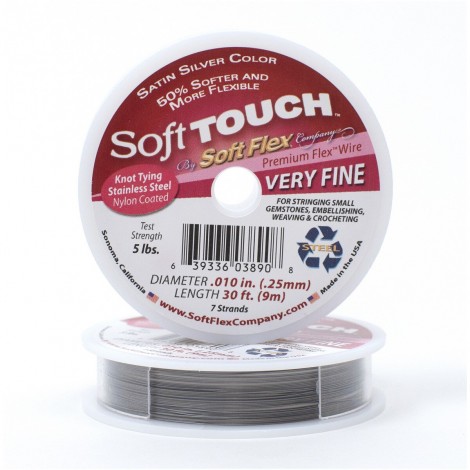 Soft Touch .010" Satin Silver Beading Wire - 30ft (9.1m) Soft Touch .010" Satin Silver Beading Wire - 30ft (9.1m)