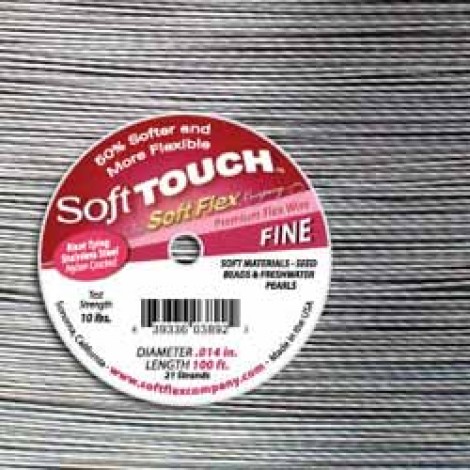Soft Touch .014" Satin Silver Beading Wire - 30ft