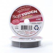 Soft Touch .014" (0.36mm) 21 Strand Satin Silver Beading Wire - 30ft (9.2m)