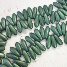 3x10mm Czech Glass Daggers - Metallic Suede Light Green - Pack of 50