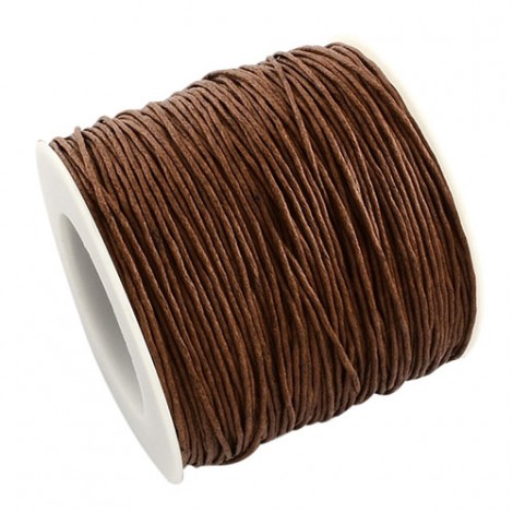 1mm Saddle Brown Waxed Eco-Friendly Cotton Cord - 100yd Spool