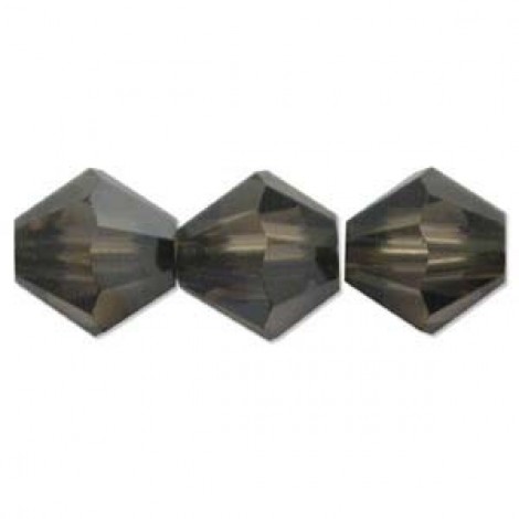4mm Swarovski Crystal Bicones - Smoky Quartz AB