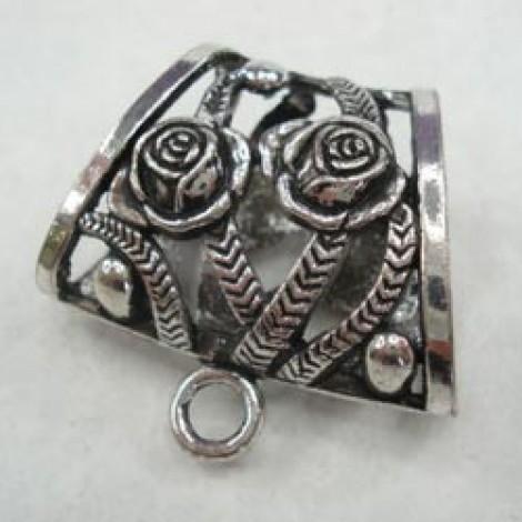 39x37x16mm Antique Silver Rose Scarf Bails
