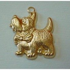 15x13mm Scotty Dog Raw Brass Charm - Pack of 2
