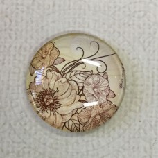 25mm Art Glass Cabochons - Flower Design 3 - Each
