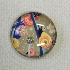 25mm Art Glass Cabochons - Flower Design 10 - Each