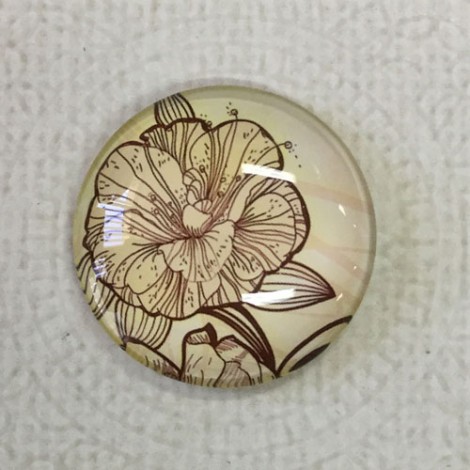 25mm Art Glass Cabochons - Flower Design 2