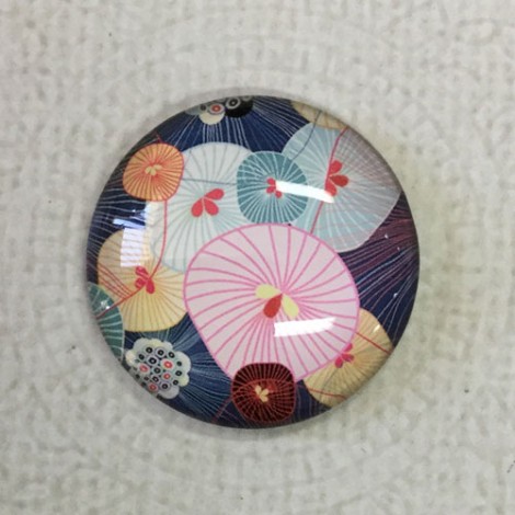 25mm Art Glass Cabochons - Flower Design 8 - Each 25mm Art Glass Cabochons - Flower Design 8 - Each