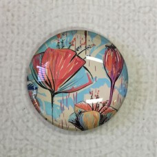 25mm Art Glass Cabochons - Flower Design 7 - Each