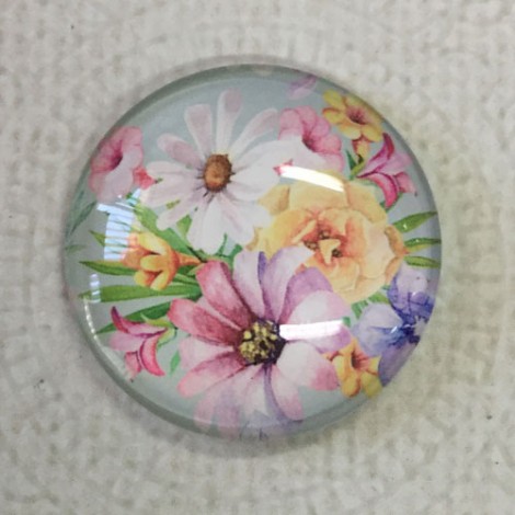 25mm Art Glass Cabochons - Flower Design 6 - Each 25mm Art Glass Cabochons - Flower Design 6 - Each