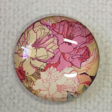 25mm Art Glass Cabochons - Flower Design 5 - Each 25mm Art Glass Cabochons - Flower Design 5 - Each
