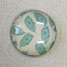 25mm Art Glass Cabochons - Feather Design 12 - Each