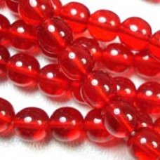 8mm Siam Red Round Czech Druk Beads