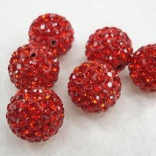 14mm Light Siam Crystal Pave Beads