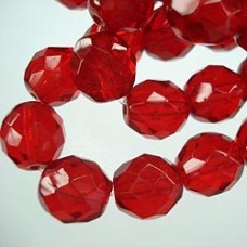 10mm Czech Firepolish Round Beads - Siam Ruby