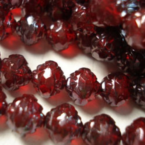 8mm Czech Rosebud Beads - Siam Ruby Vega  - Pack of 10