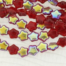 6mm Czech Star Beads - Siam Ruby AB