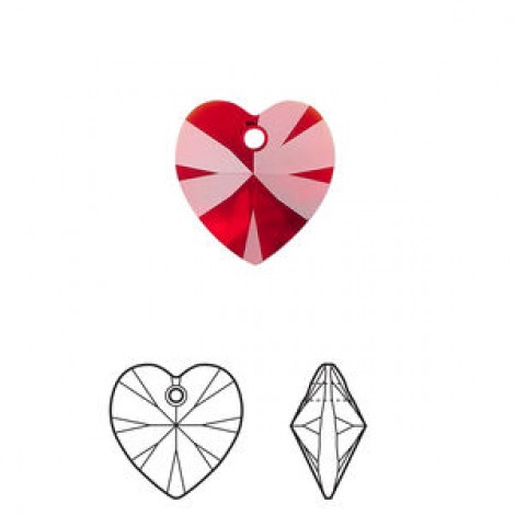 14mm Swarovski Crystal Hearts - Siam - Each