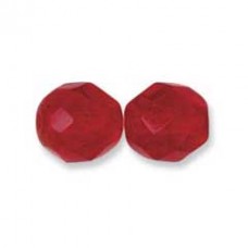 3mm Siam Ruby Czech Fire Polished Round Beads