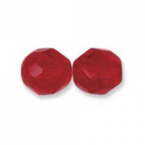 3mm Siam Ruby Czech Fire Polished Round Beads
