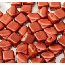 6mm Cz 2-Hole Silky Beads - Lava Red - Pack of 40
