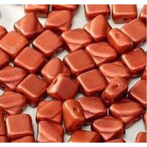 6mm Cz 2-Hole Silky Beads - Lava Red - Pack of 40