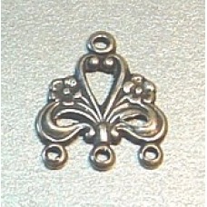 14x17mm Sterling Plated Brass 3-Loop Connector Charm - Per 2 pair