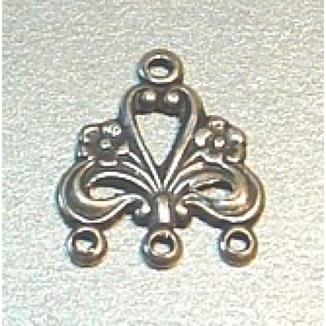 14x17mm Sterling Plated Brass 3-Loop Connector Charm - Per 2 pair