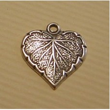 7/16" (18mm) Sterling Silver Plated Leaf Drop - ea