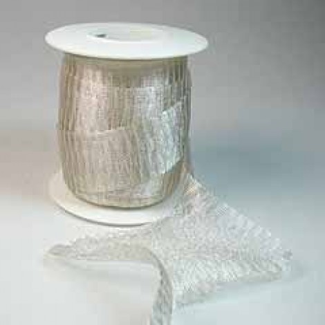 20mm WireLace Tubular Ribbon - Pale Silver - Per 30cm