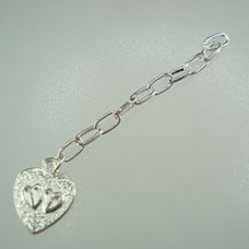 70mm Silver Plated Extension Chains with Heart Charm - Pack of 4