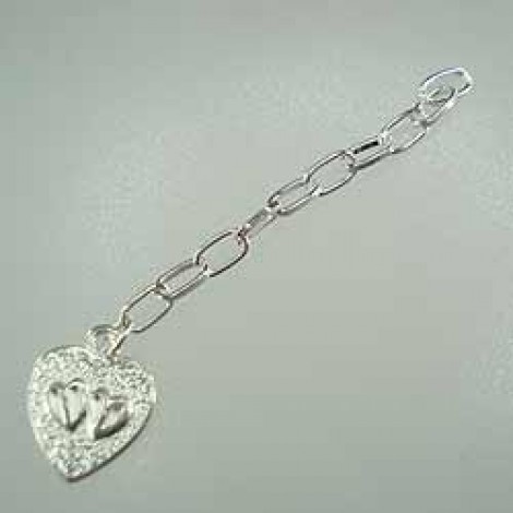 70mm Silver Plated Extension Chains with Heart Charm