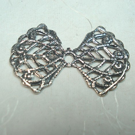 30x20mm Sterling Silver Plated Filigree Angel Wings