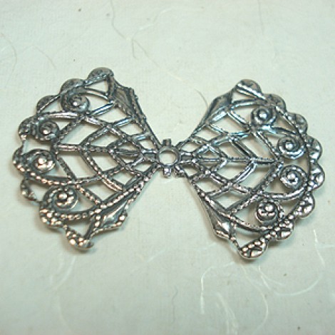 28x40mm Sterling Silver Plated Filigree Angel Wings