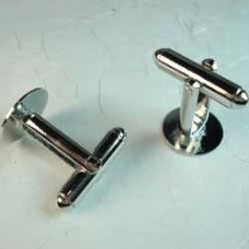 Platinum Silver Plated Cuff Links with 13mm Round Pad - Per pair