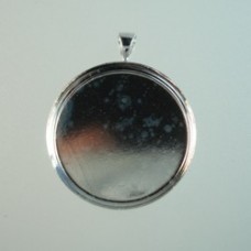 25mm Silver Plated Brass Bezel Pendant Cup Tray