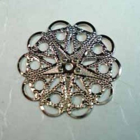 25mm Round Silver Plated Filigree with Centre Hole