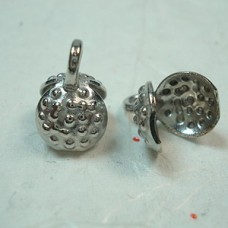 7mm Textured Clamshell w/Ring - Nickel Free Silver - Per Pair