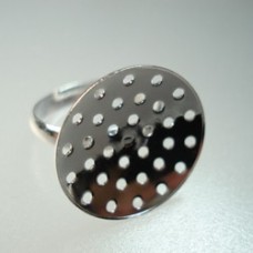 Silver Plated Adjustable Ring Bases w/Beadable 20mm Sieve Disc - Pack of 5