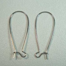 33mm Large Kidney Earwires - Nickel Fee Silver - Pack of 10 Pair