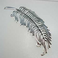 30x80mm Ant Silver Vintage Style Feather Pendant