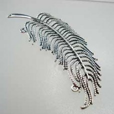 30x80mm Ant Silver Vintage Style Feather Pendant - Each