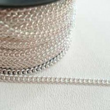 2.7x3.5mm Silver Plated Curb Chain - Soldered Links - Per Metre