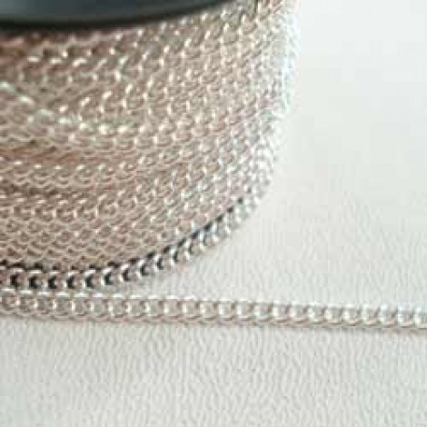 2.7x3.5mm Silver Plated Curb Chain - Soldered Links