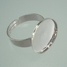 Platinum Silver Colour Ring Bases w/15mm Bezel Tray - Pack of 5