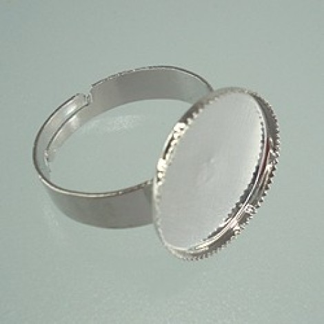 Pl Silver Colour Ring Bases w/15mm Bezel Tray