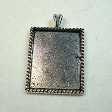 38x25mm Tibetan Ant Silver Rect Pendant Bezel Frames - Pack of 2
