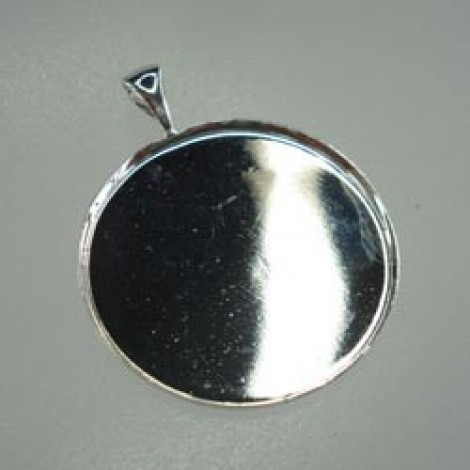 25mm Silver Plated Brass Pendant Bezel Setting - Pack of 2 25mm Silver Plated Brass Pendant Bezel Setting - Pack of 2