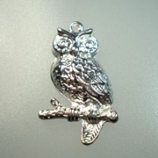 33x18mm Silver Plated Owl Pendant/Charm - Pack of 2